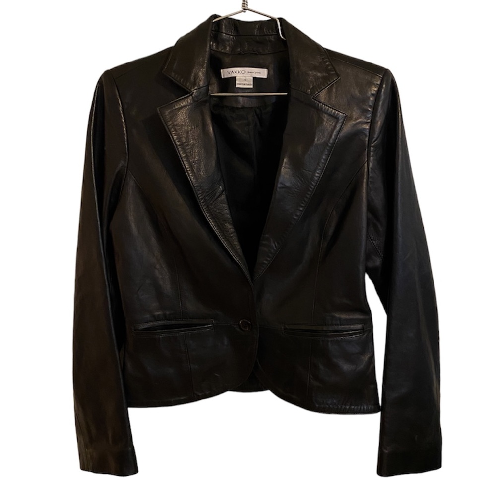 Vakko Lamb Leather Blazer Size S
